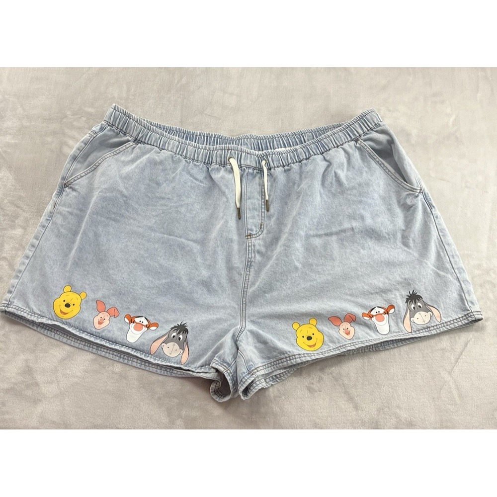 Disney Winnie the Pooh Shorts Women 5 Plus Blue Piglet Tigger Denim Excellent